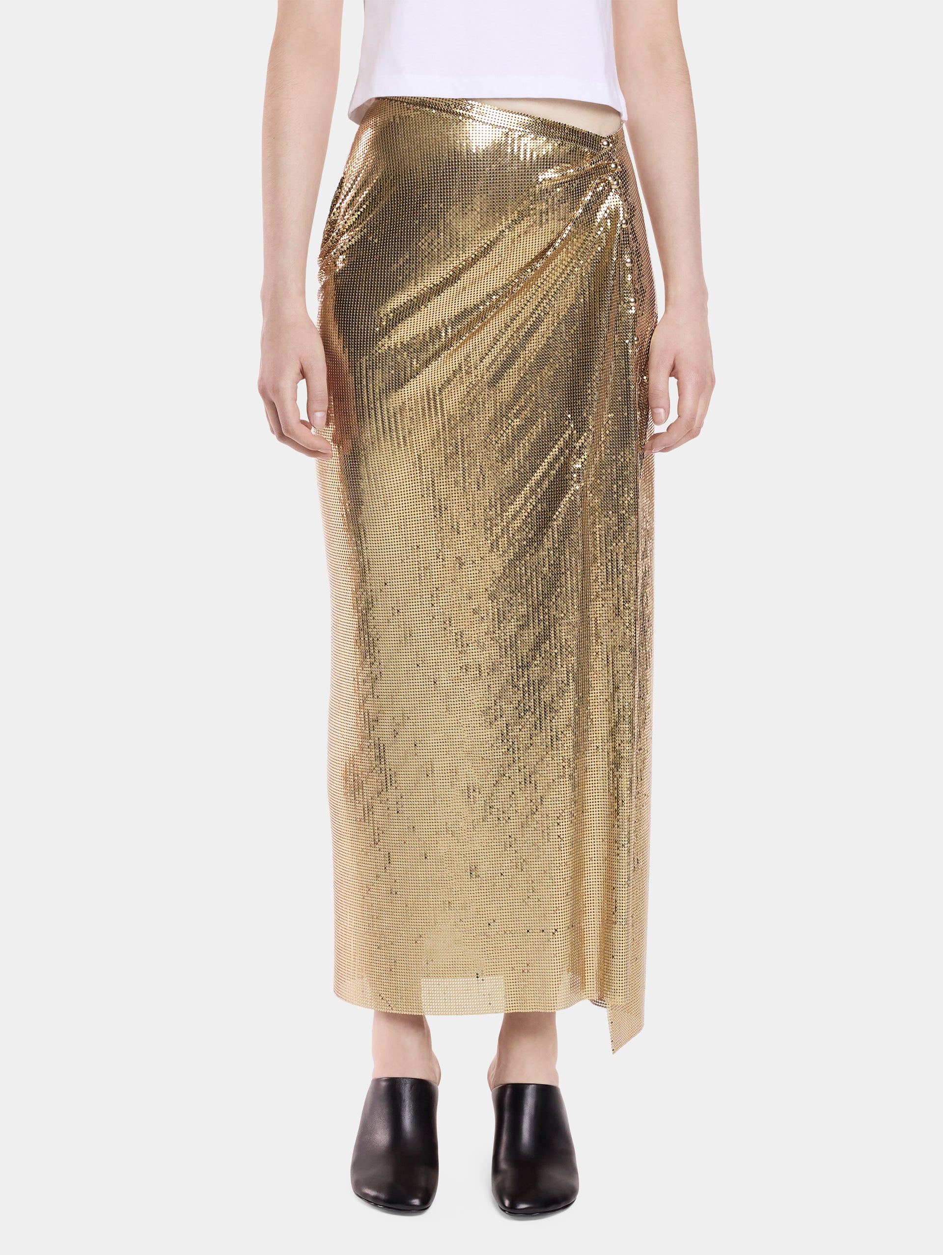 LONG GATHERED SKIRT IN MESH
