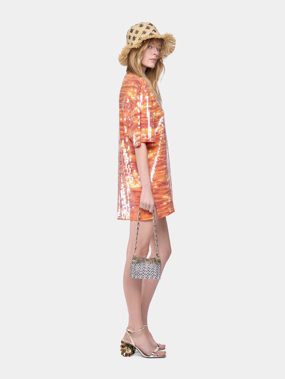 T-shirt mini dress in cotton and sequins position 2