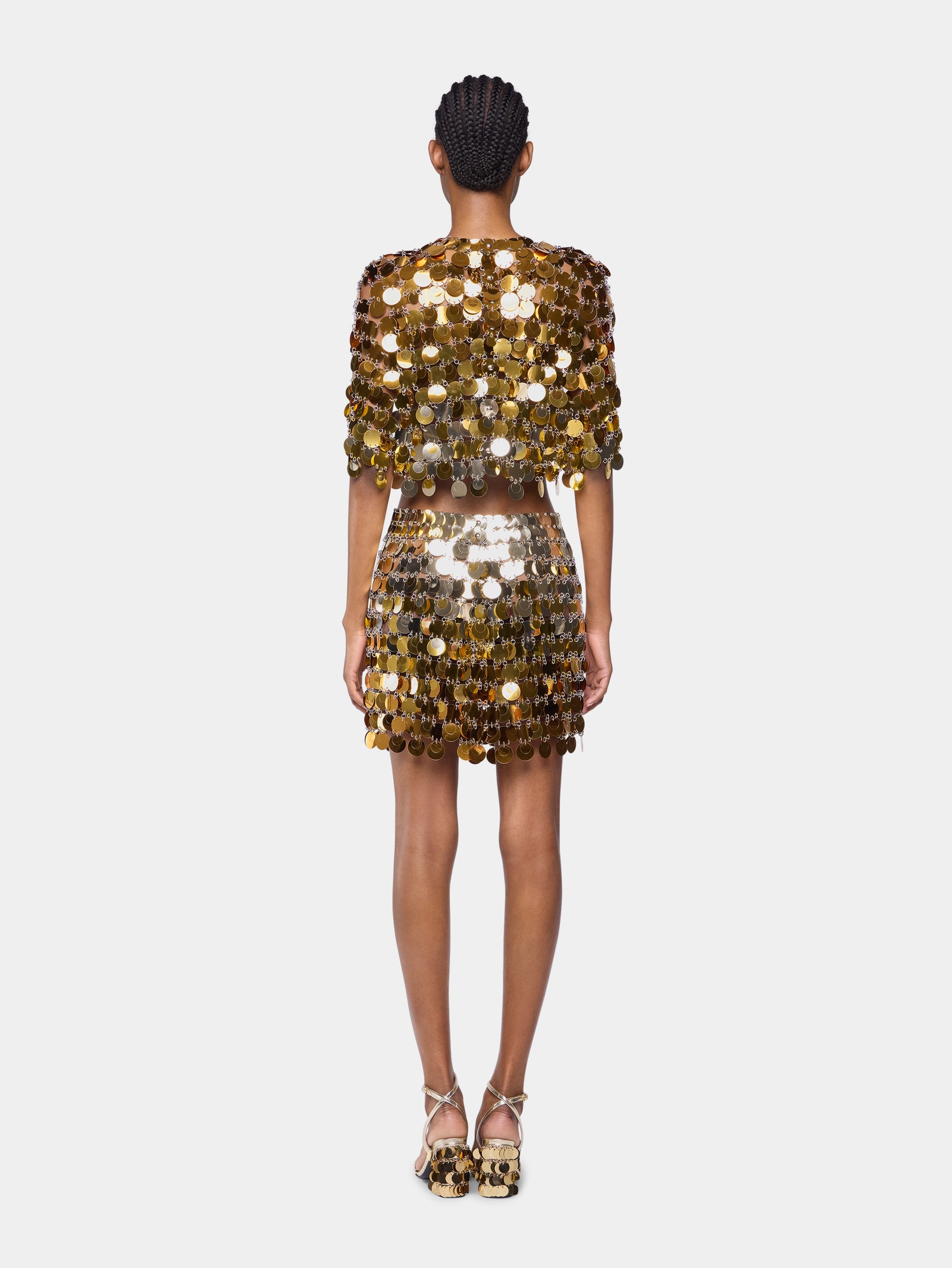 Gold mini skirt in gradient assembly position 3 - Image 3
