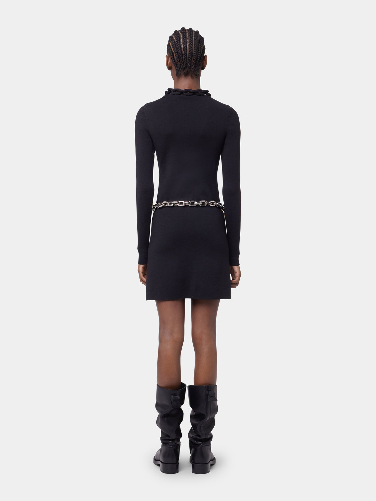BLACK SHORT KNITTED DRESS position 3 - Image 3