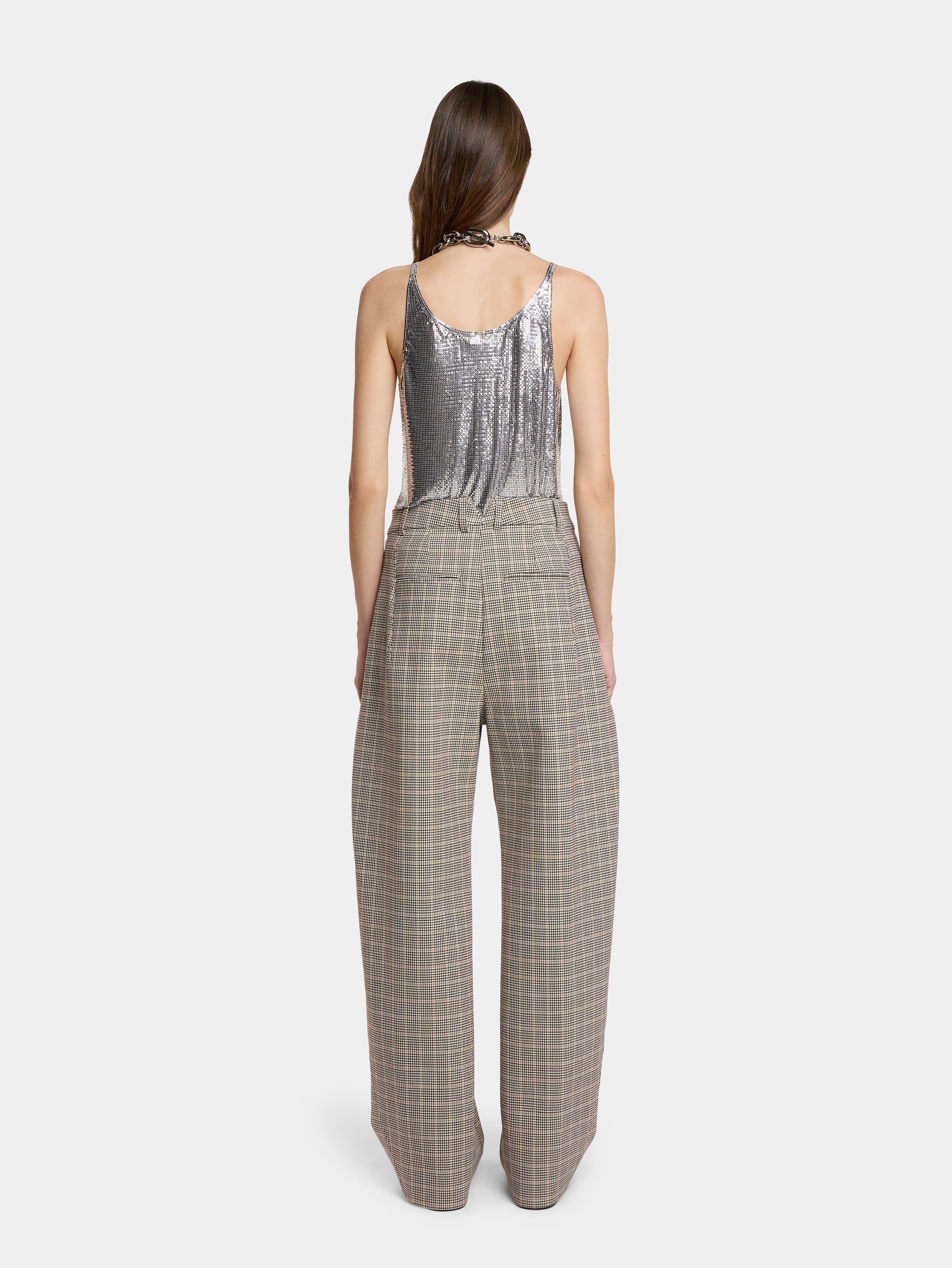 DOUBLE-PLEATED PANTS IN PRINCE OF WALES WOOL