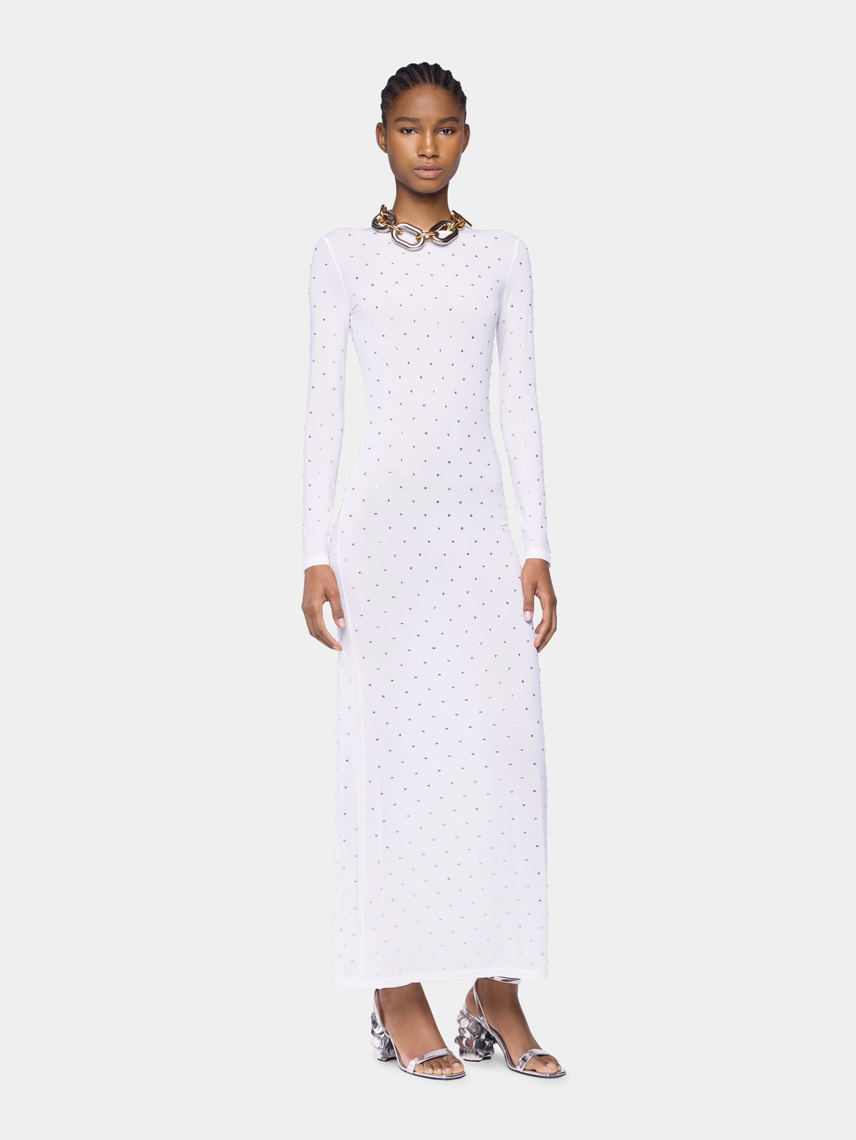 White long dress in jersey position 3 - Image 3