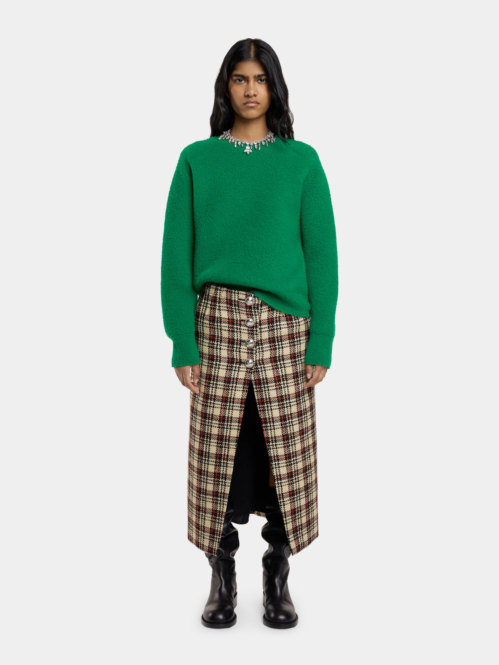 LONG SKIRT IN WOOL TARTAN - Image 2