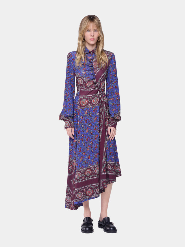 Draped midi dress in printed jersey - Image 1