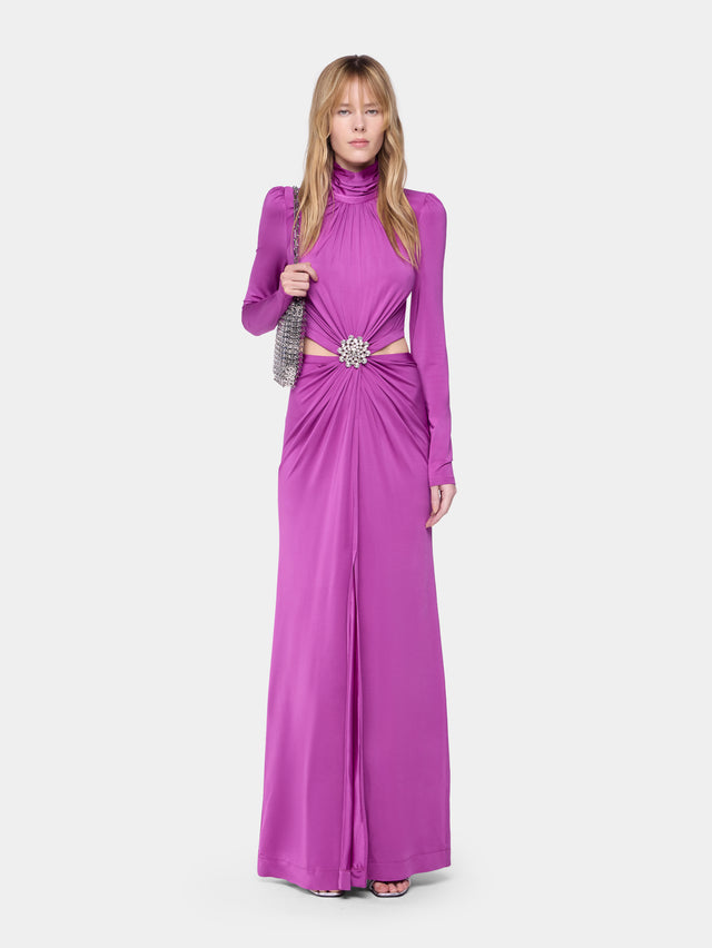 Fuchsia long dress in jersey - Image 1
