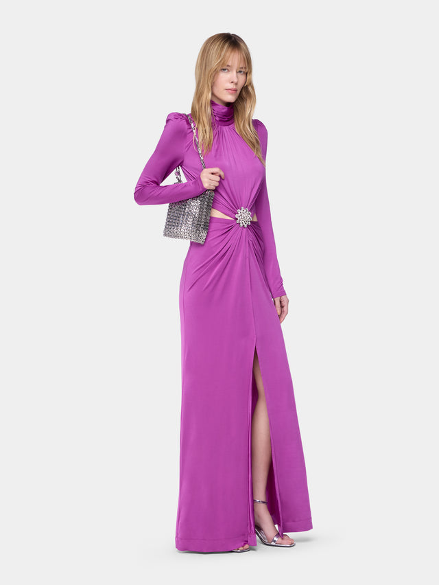 Fuchsia long dress in jersey - Image 3
