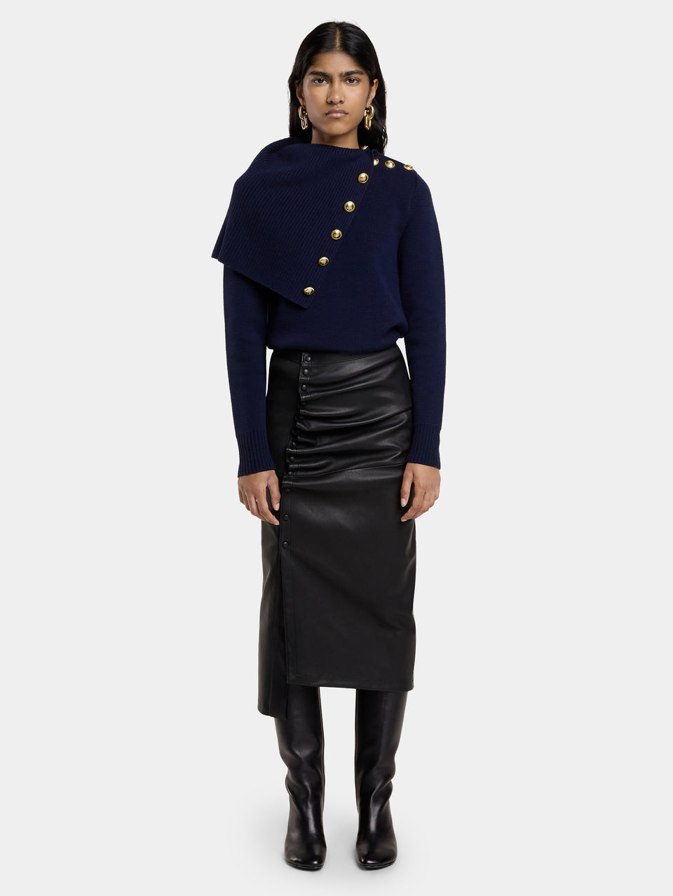 Midi skirt in lambskin position 3 - Image 3