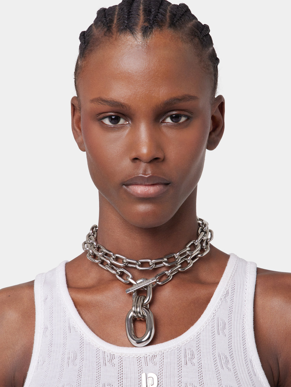 Silver double XL Link necklace with pendant - Image 2