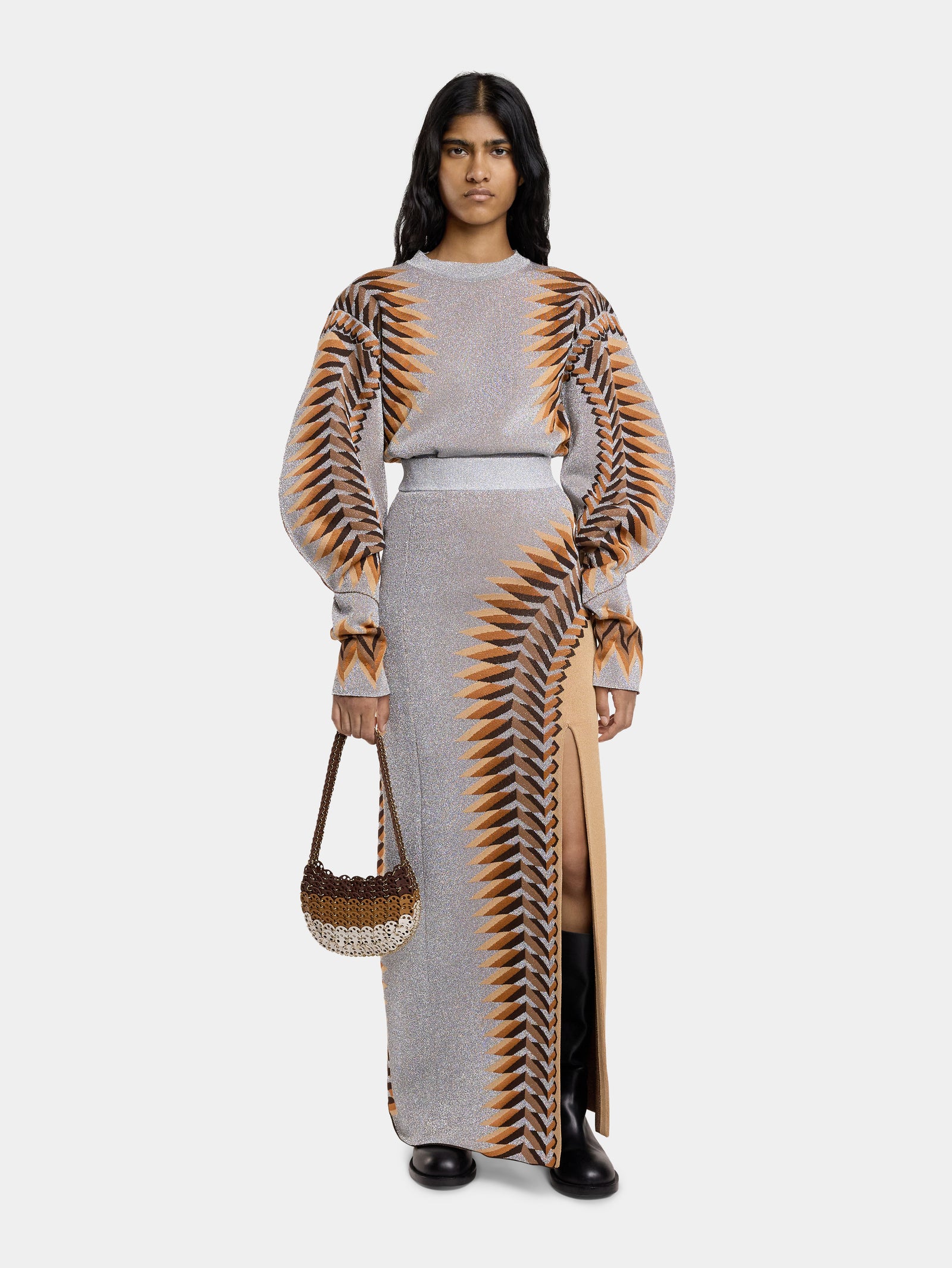 JUPE LONGUE EN JACQUARD LUREX - Image 2