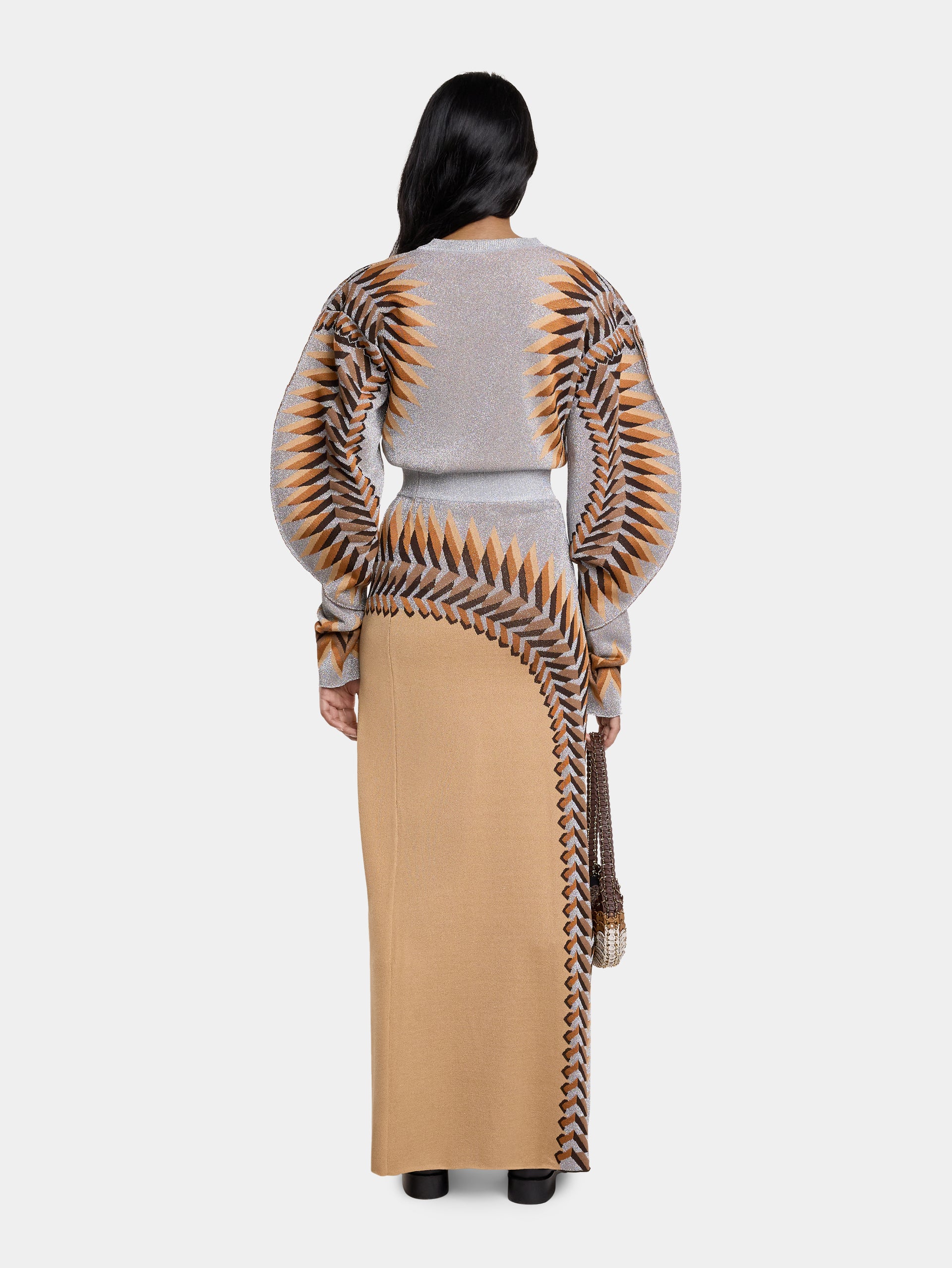 LONG LUREX JACQUARD SKIRT