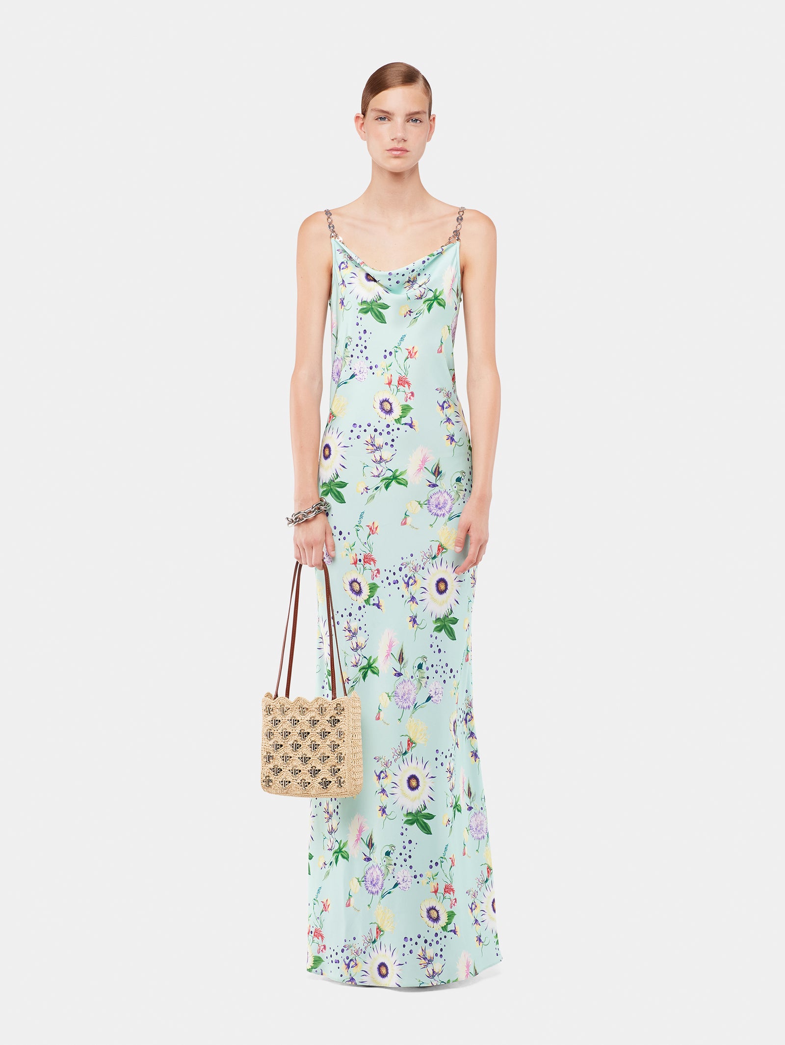 Floral patterned dress with chain details position 2 - Image 2