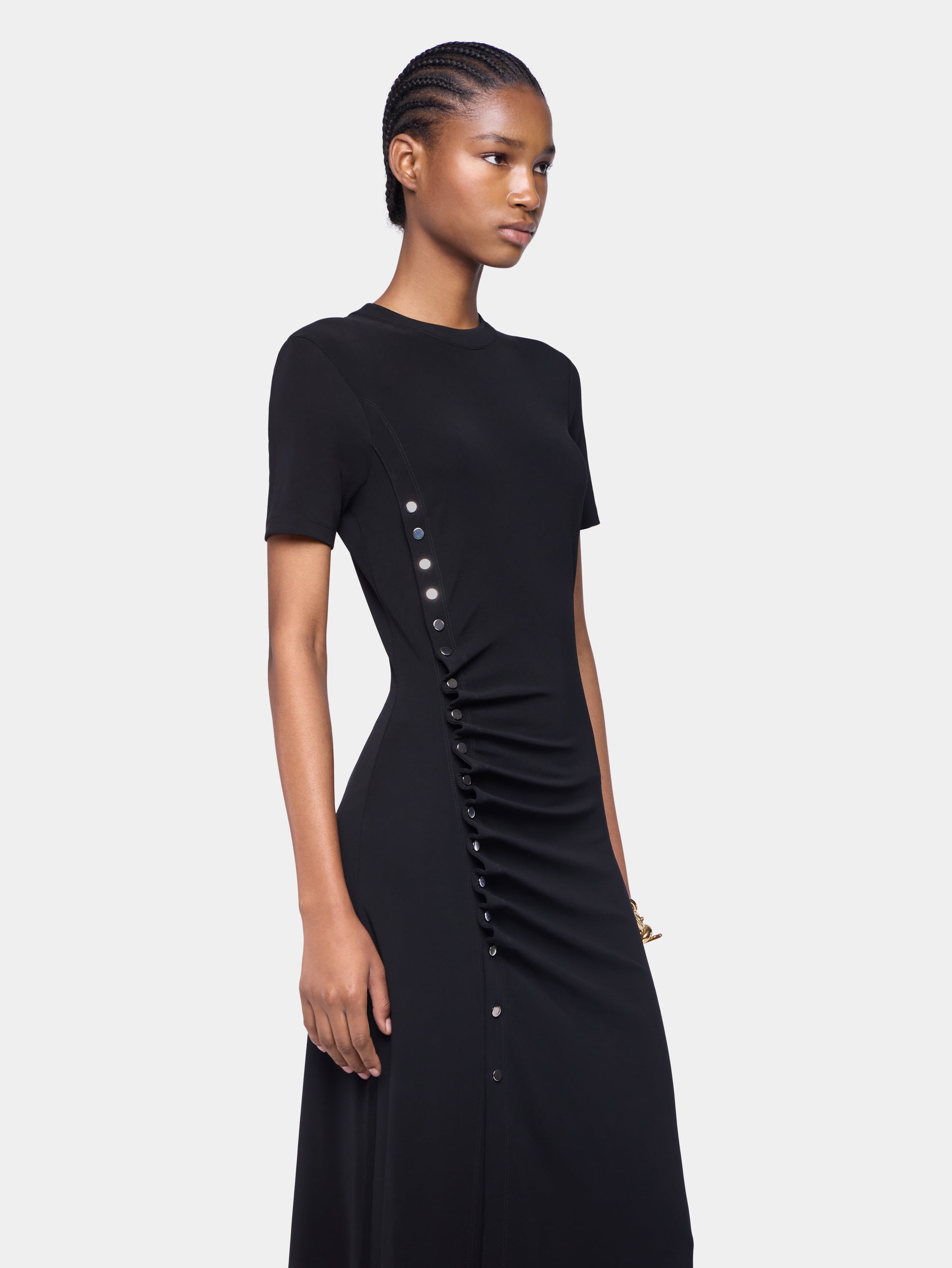 Draped long dress in jersey black position 5