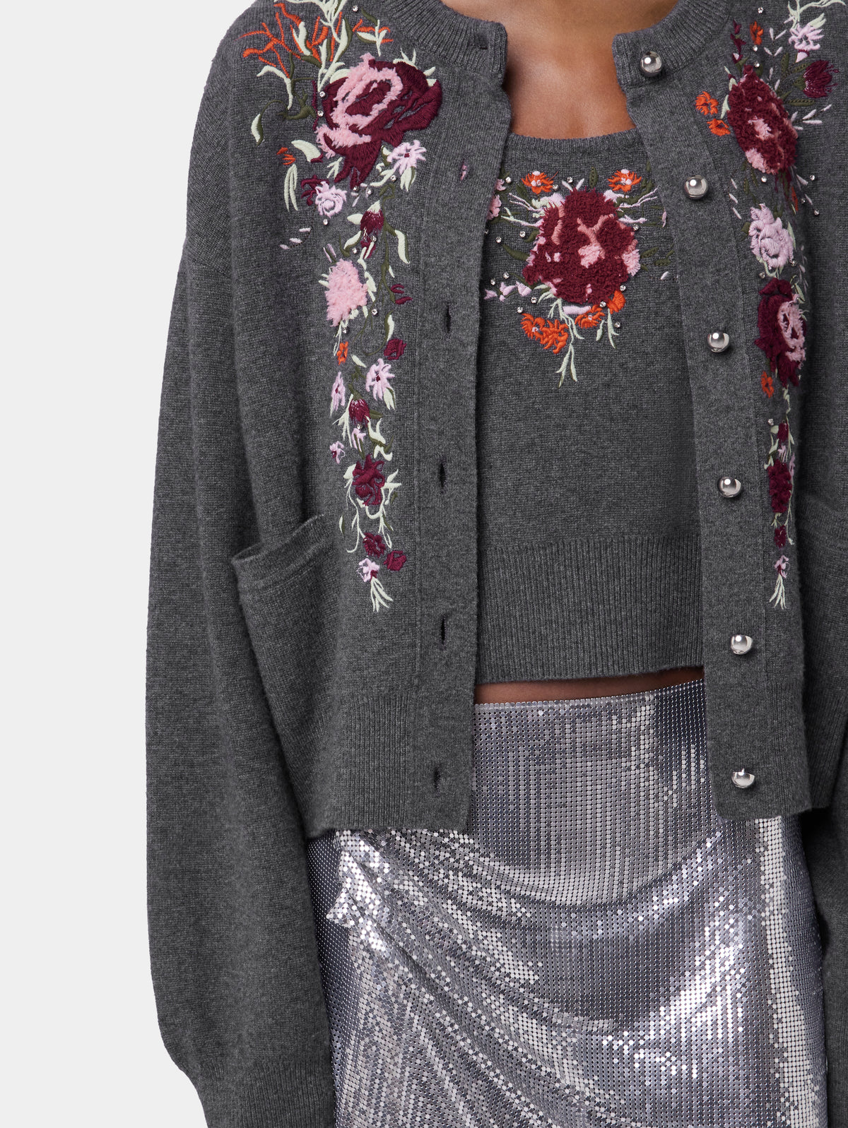 GREY CARDIGAN IN WOOL AND CASHMERE position 6