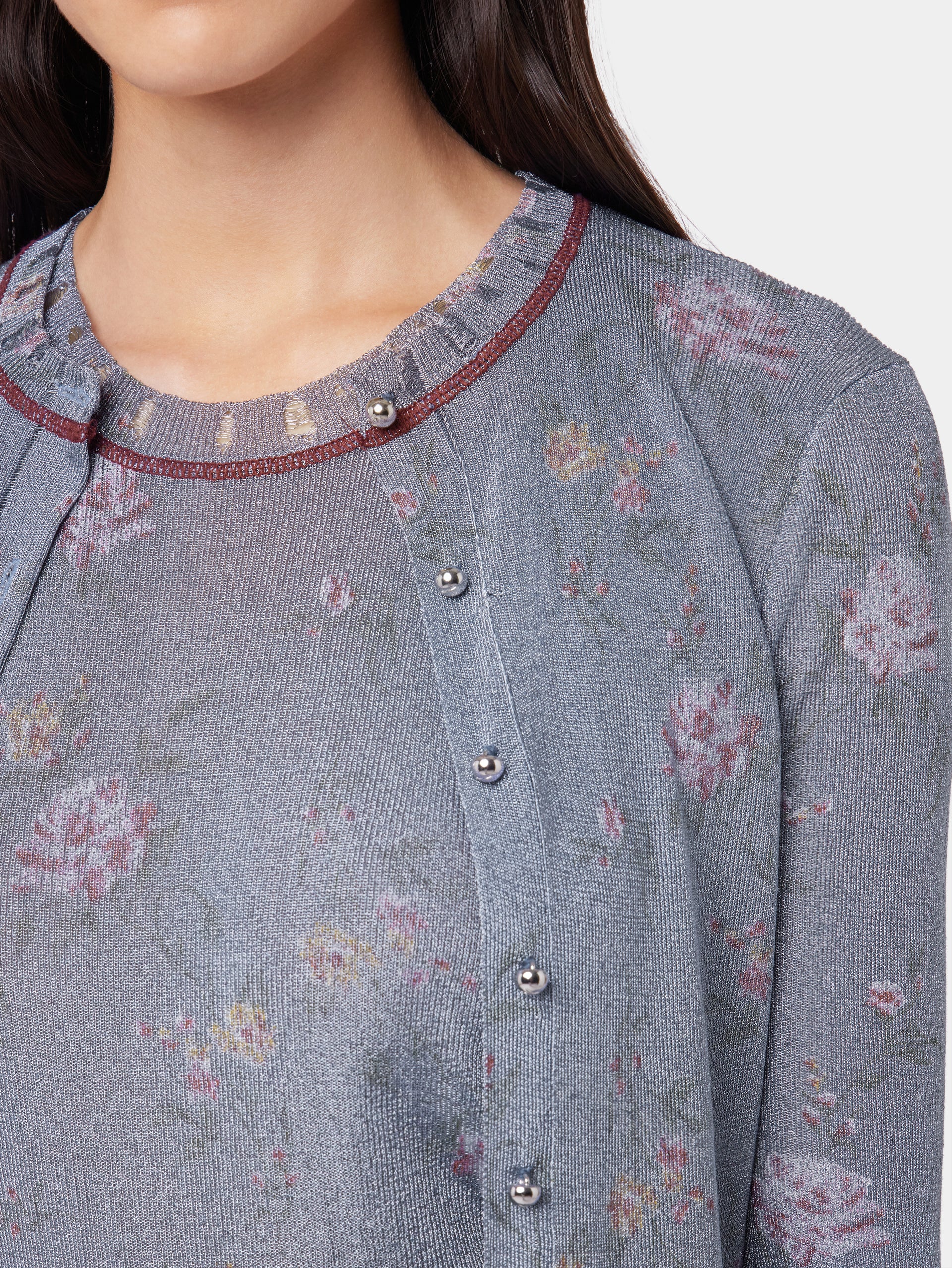 BLUE LONG-SLEEVED CARDIGAN IN LUREX VISCOSE KNIT position 6