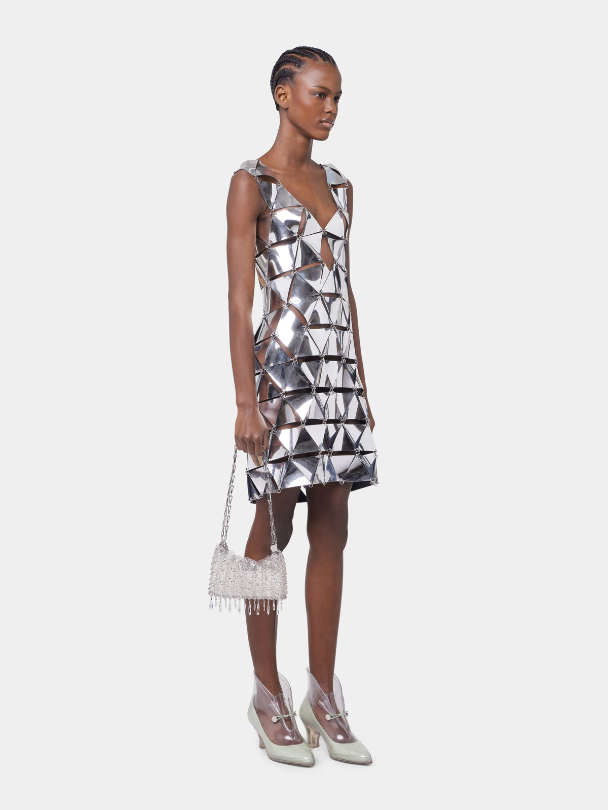SILVER SHORT DRESS IN ASSEMBLY position 3