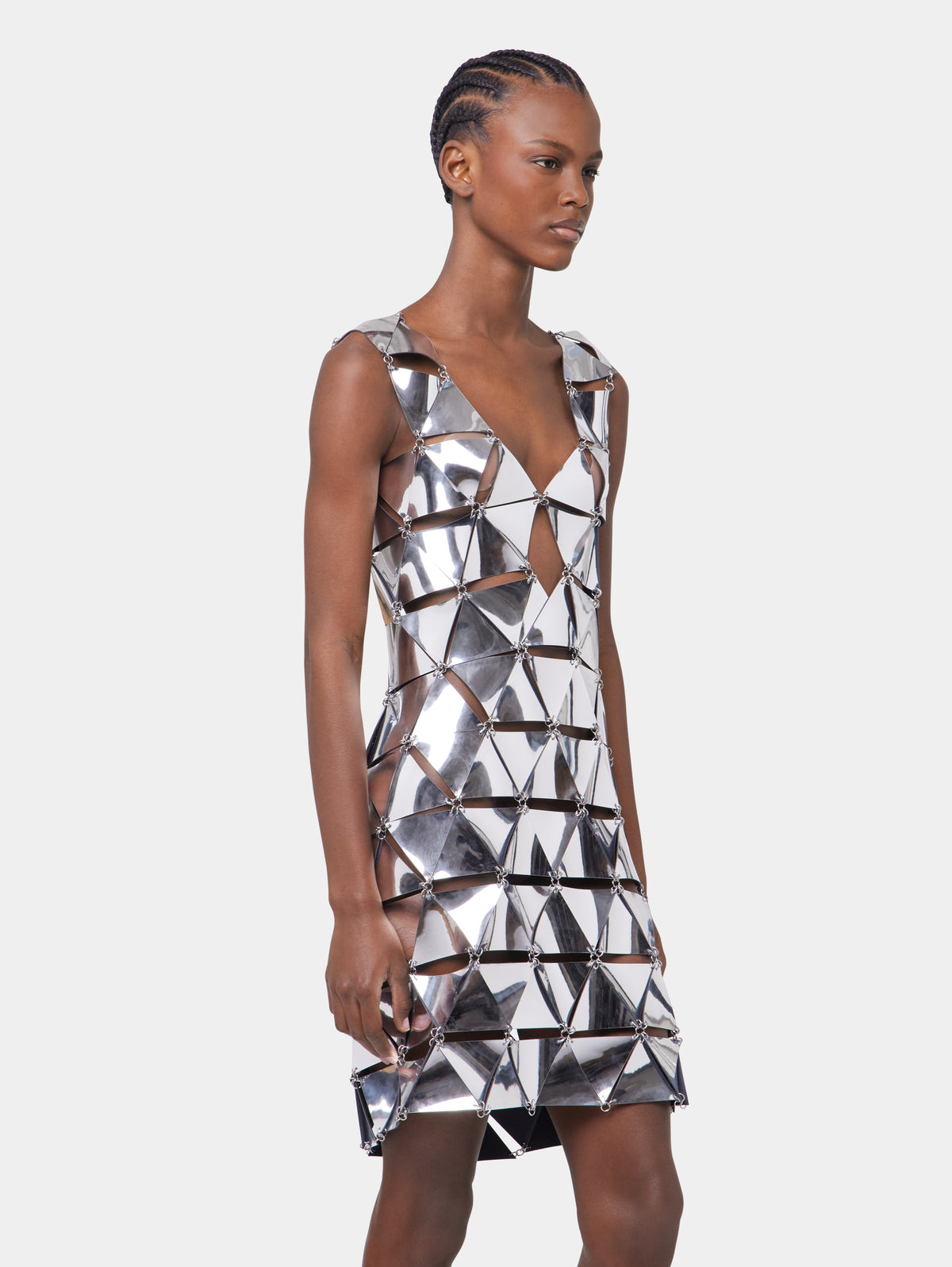 SILVER SHORT DRESS IN ASSEMBLY position 4