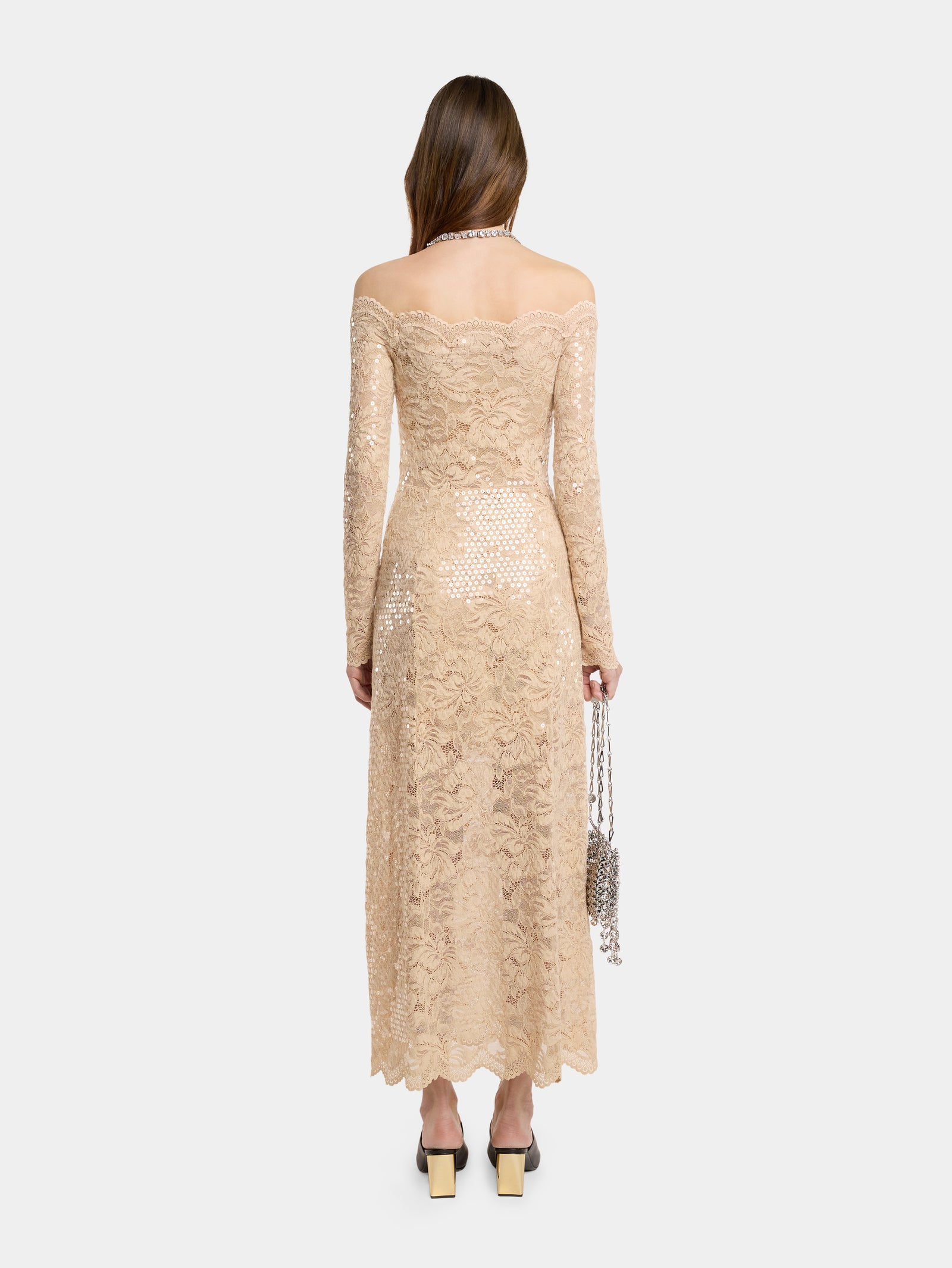 ROBE LONGUE EN DENTELLE à SEQUINS - Image 3