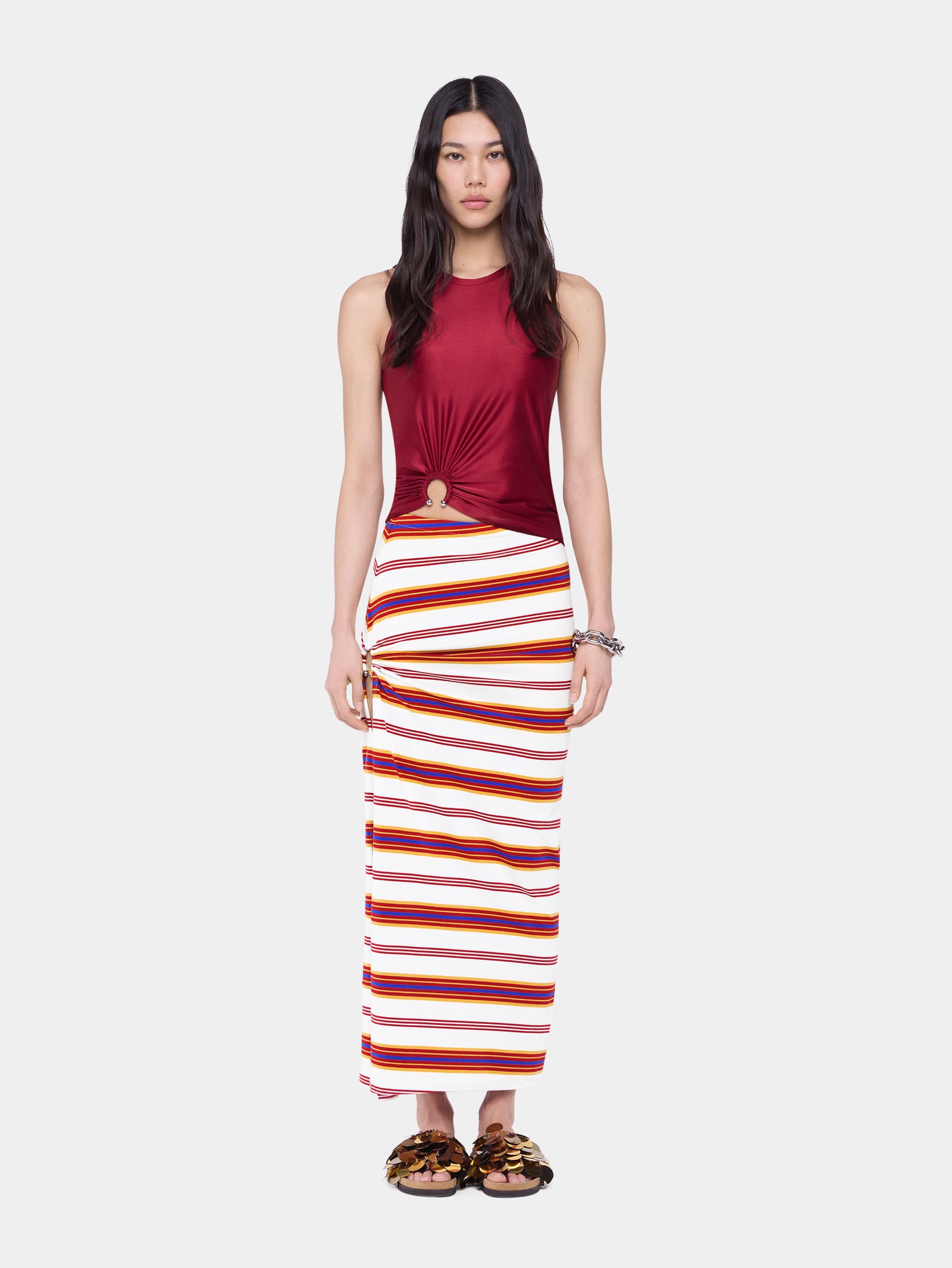 Draped long skirt in jersey position 2 - Image 2