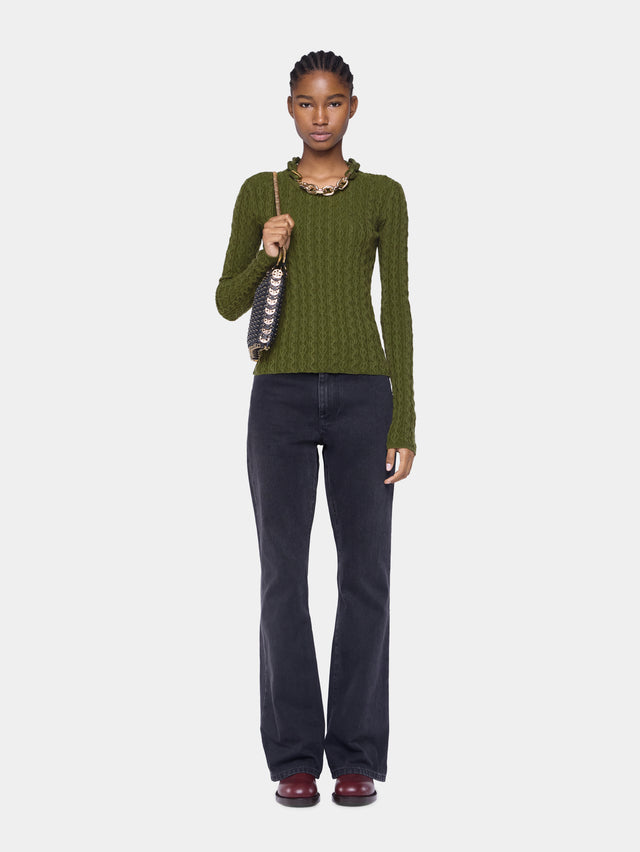Khaki sweater in wool - Image 2