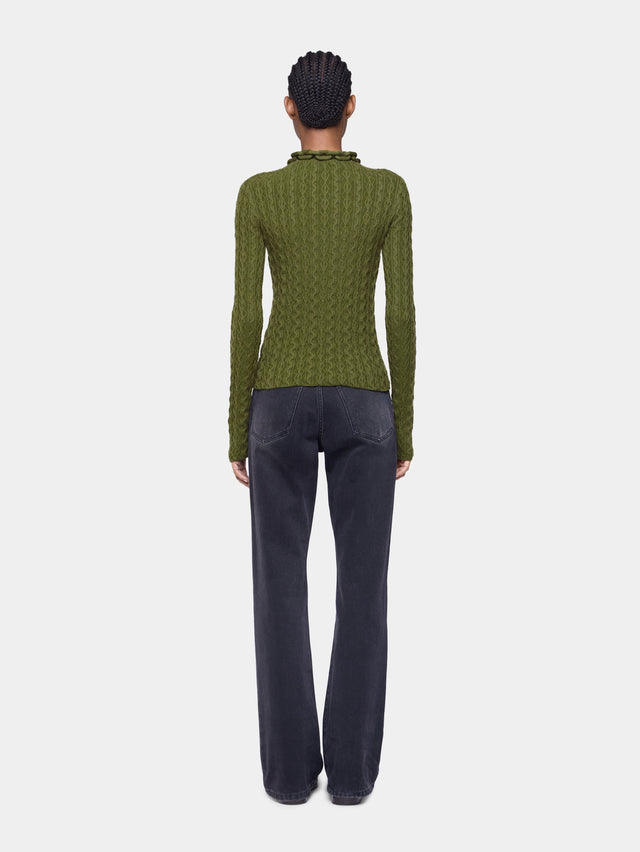 Khaki sweater in wool - Image 3