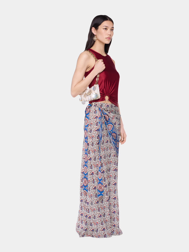 Long skirt in printed satin - Image 3