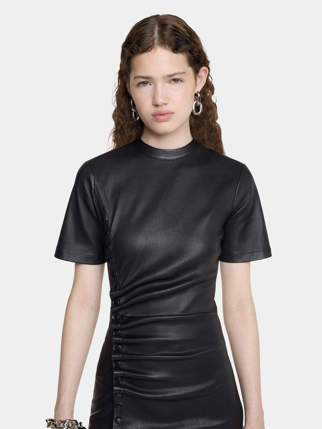 Short gathered dress in lambskin - Image 2