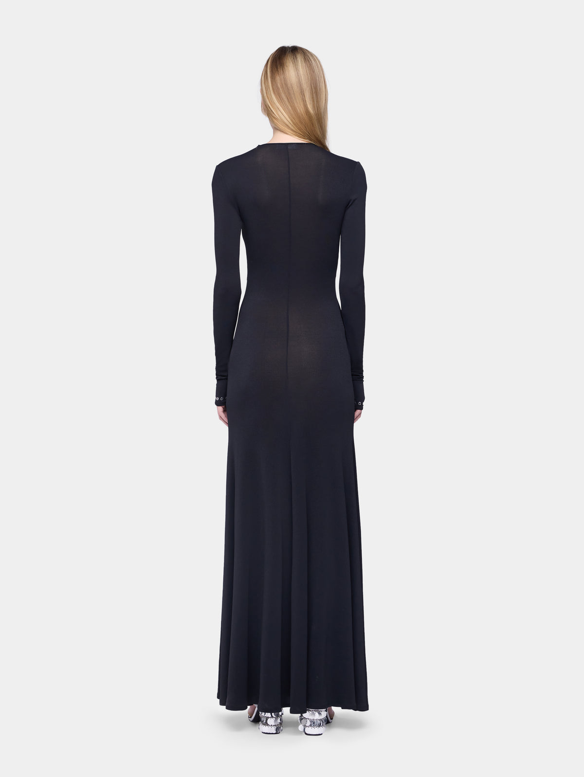 Second-skin long dress in jersey position 3 - Image 3