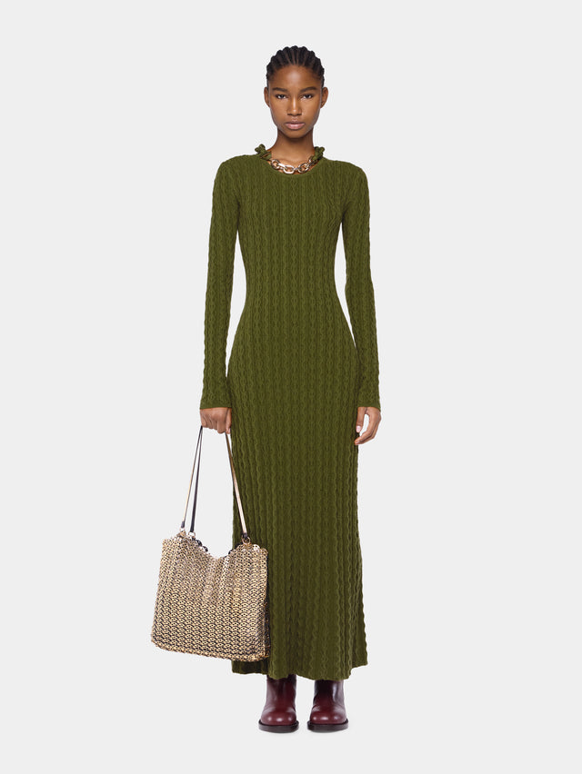 Khaki Long dress in wool - Image 2