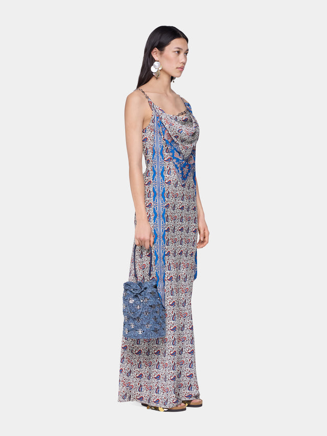 Long dress in printed satin - Image 2