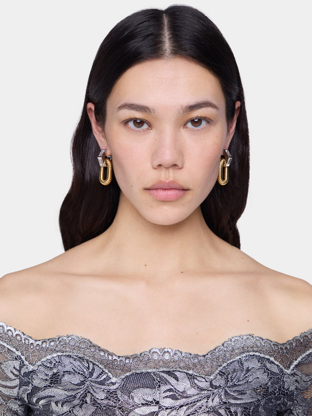 XL link earrings with rhinestones - Image 3