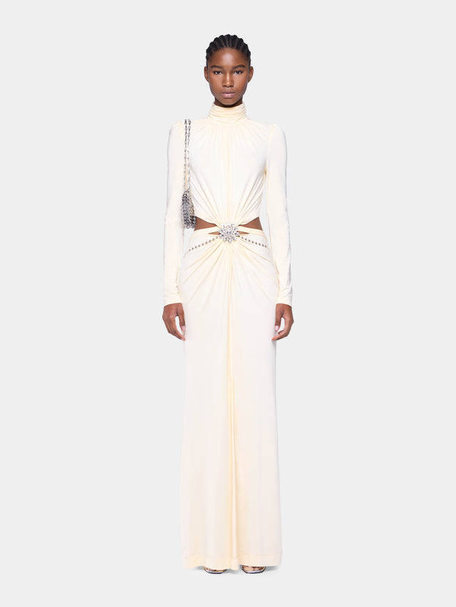 Cream long dress in jersey - Image 1