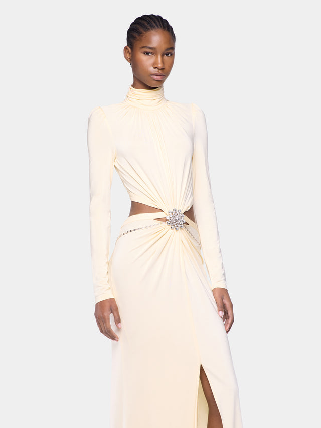 Cream long dress in jersey - Image 2