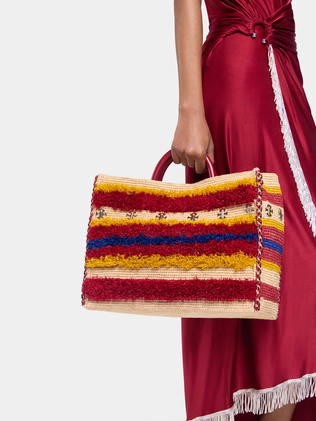 Tote bag in raffia with straps - Image 2