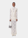 Ivory long dress in lace and jersey