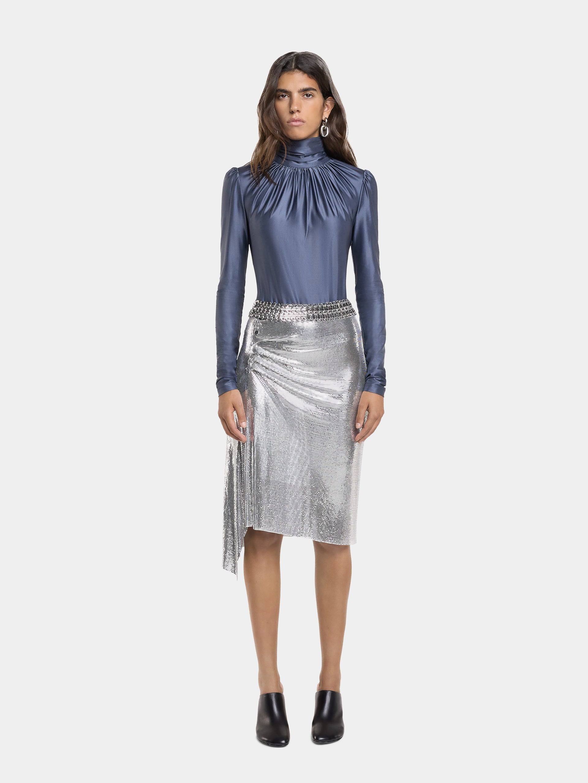 silver draped skirt in chainmail