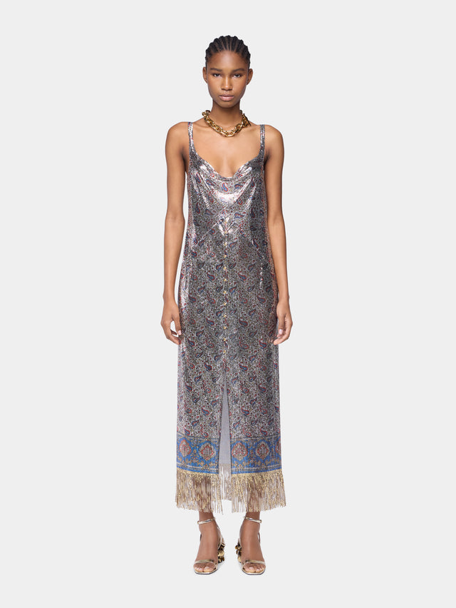 Midi dress in printed mesh - Image 2