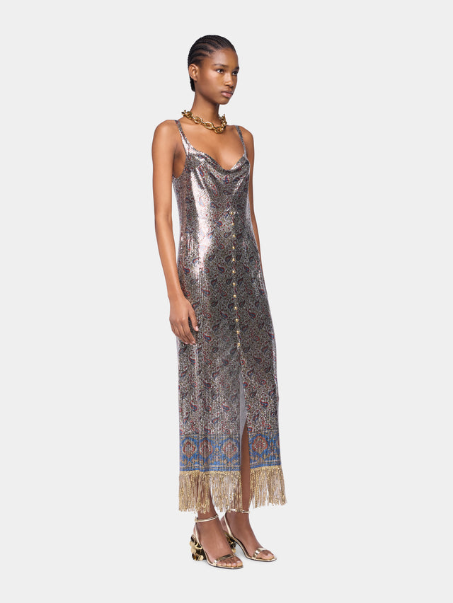 Midi dress in printed mesh - Image 3