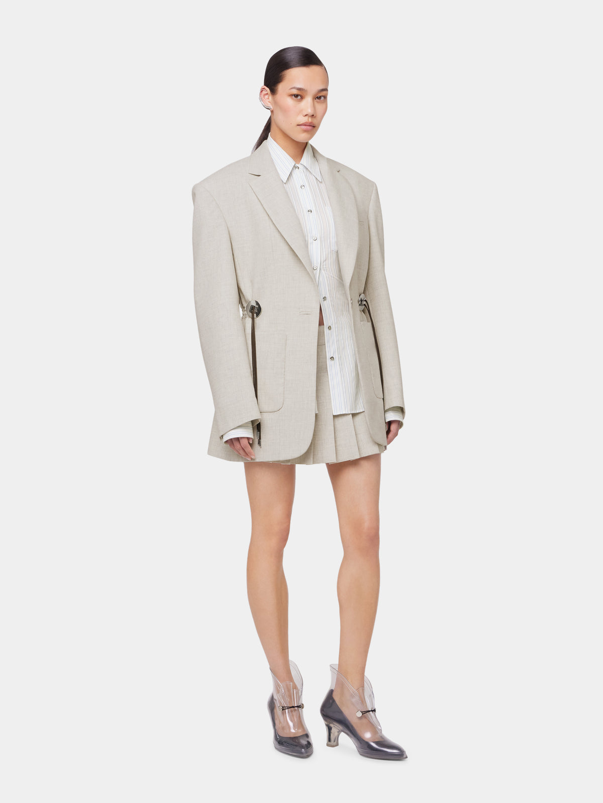 BEIGE BLAZER IN MOTTLED WOOL position 3