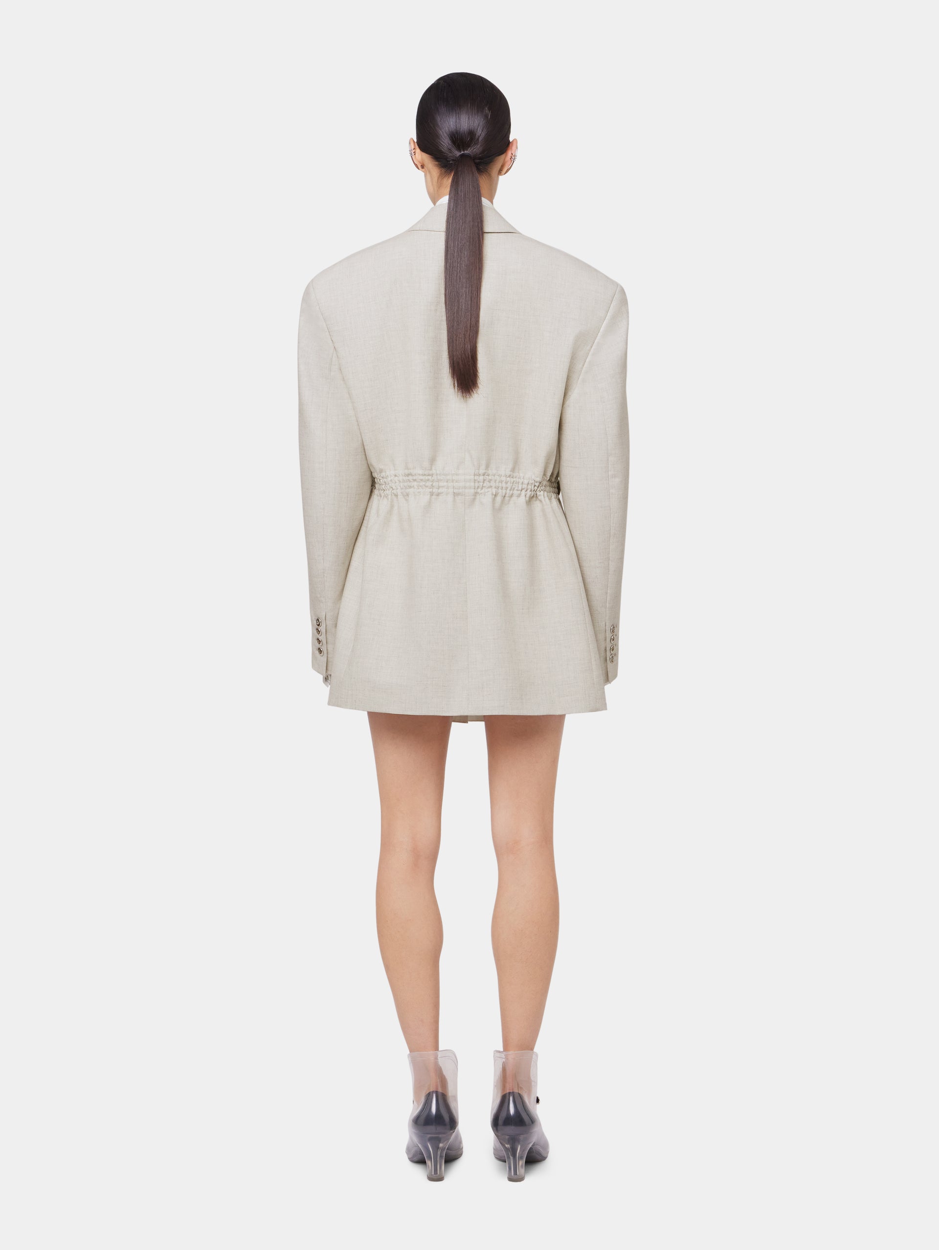 BEIGE BLAZER IN MOTTLED WOOL position 5