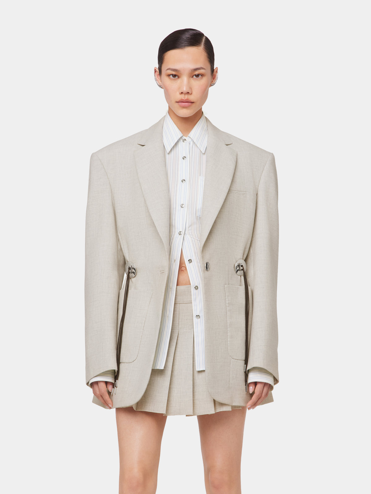 BEIGE BLAZER IN MOTTLED WOOL position 1
