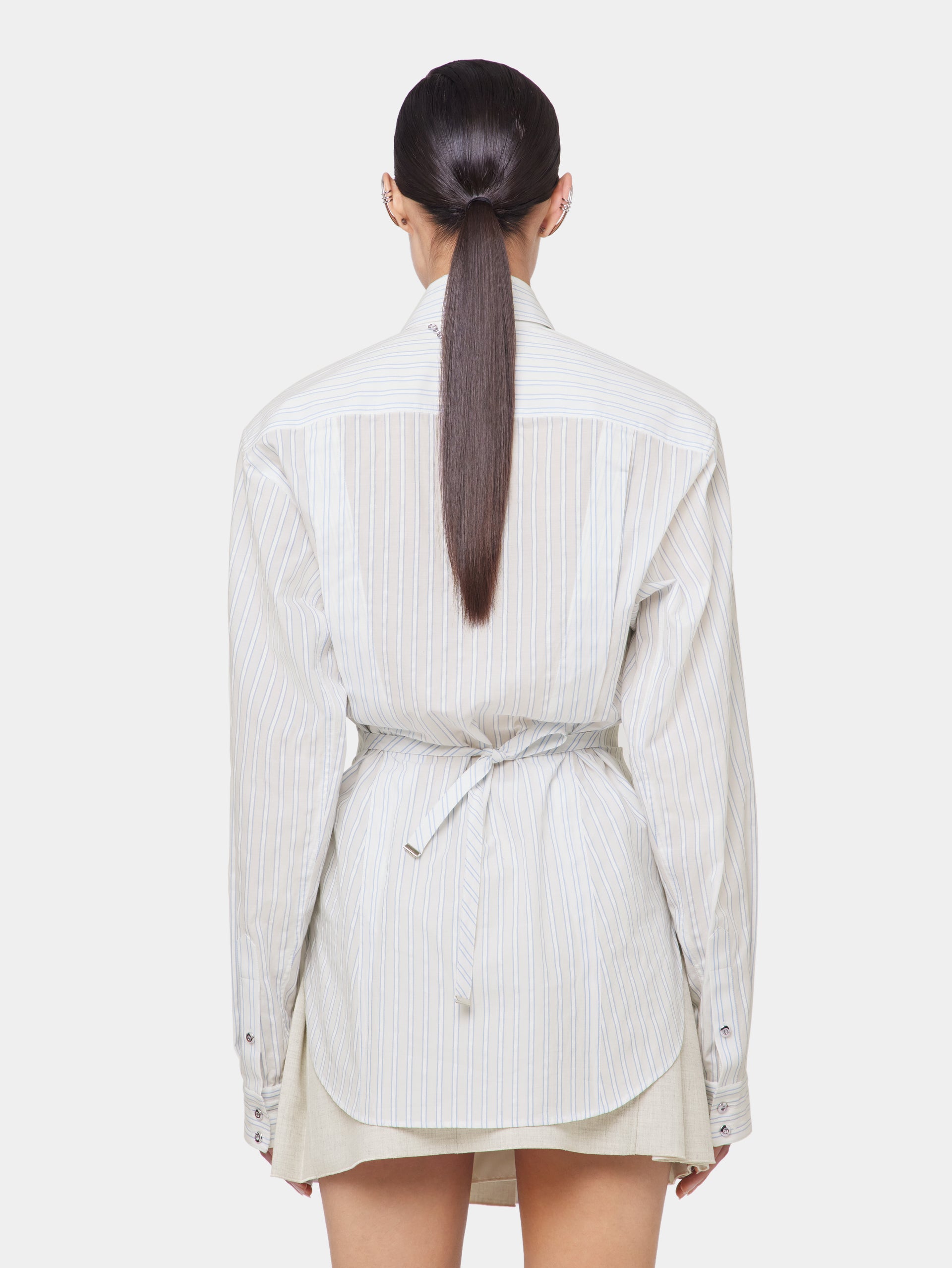 WHITE STRIPED SHIRT IN COTTON POPLIN position 3