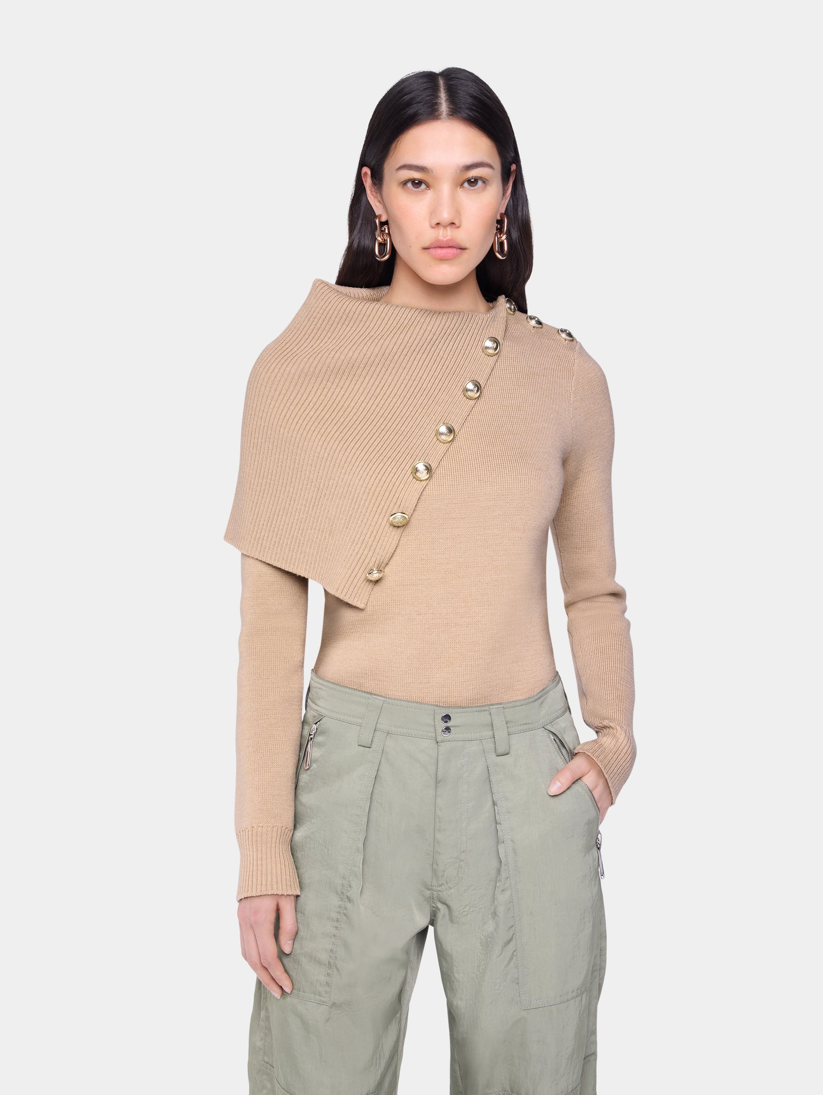 Beige Sweater in wool position 2 - Image 2