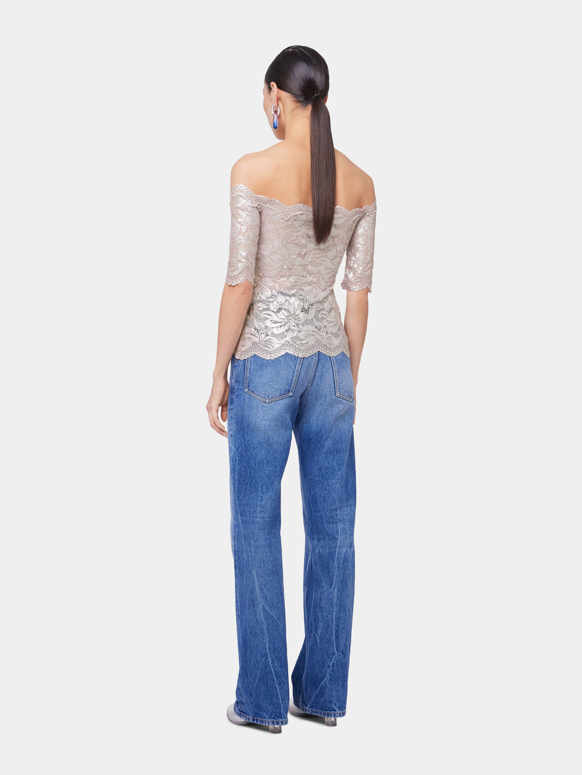 LIGHT PINK TOP IN LACE WITH SILVER INDUCTION position 4