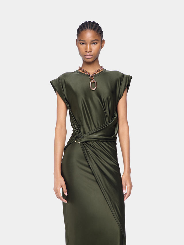 Draped long dress in jersey - Image 3