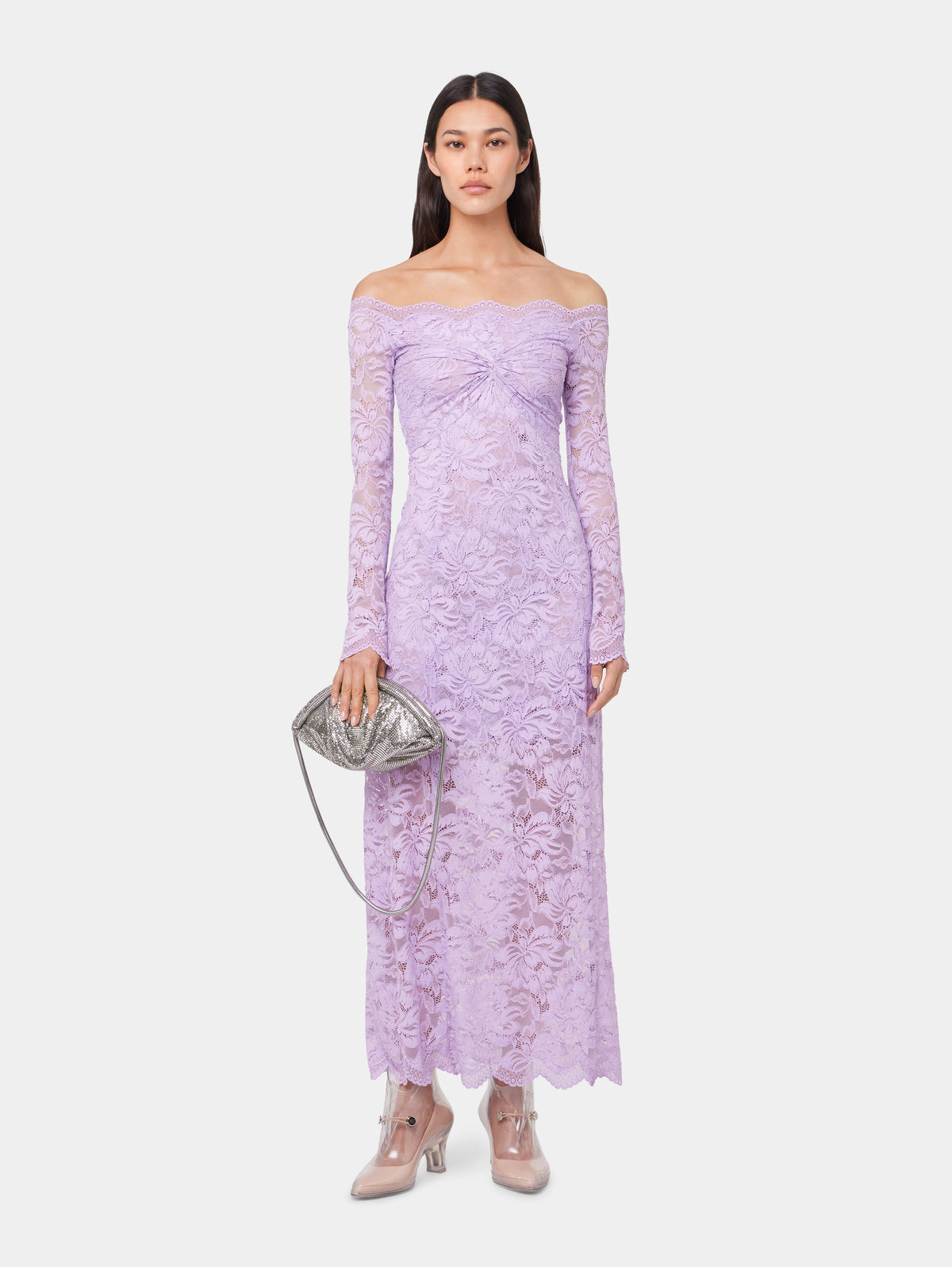 LAVENDER LONG DRESS IN LACE position 1 - Image 1