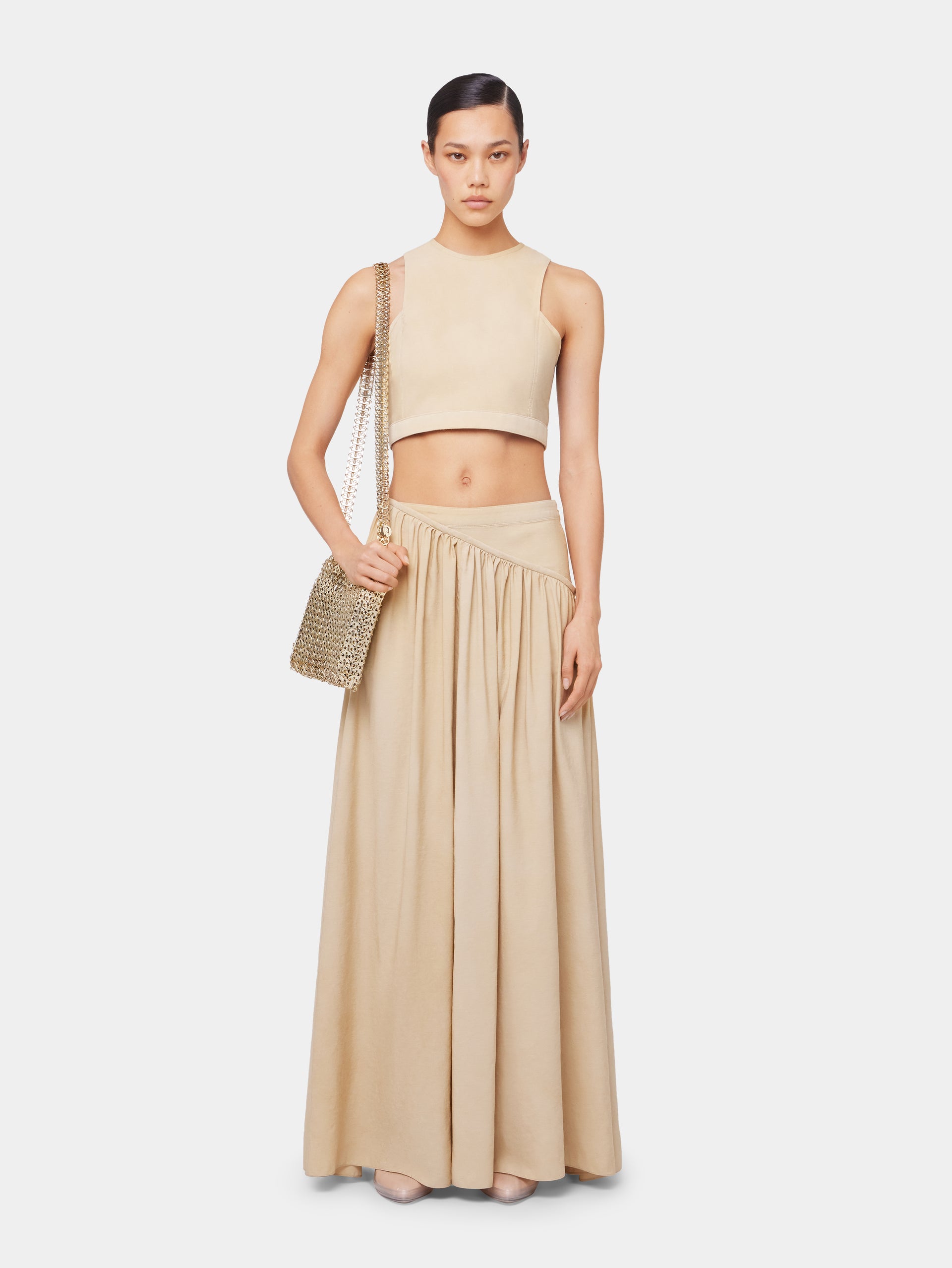 OCHRE CROP TOP IN VISCOSE TWILL position 1
