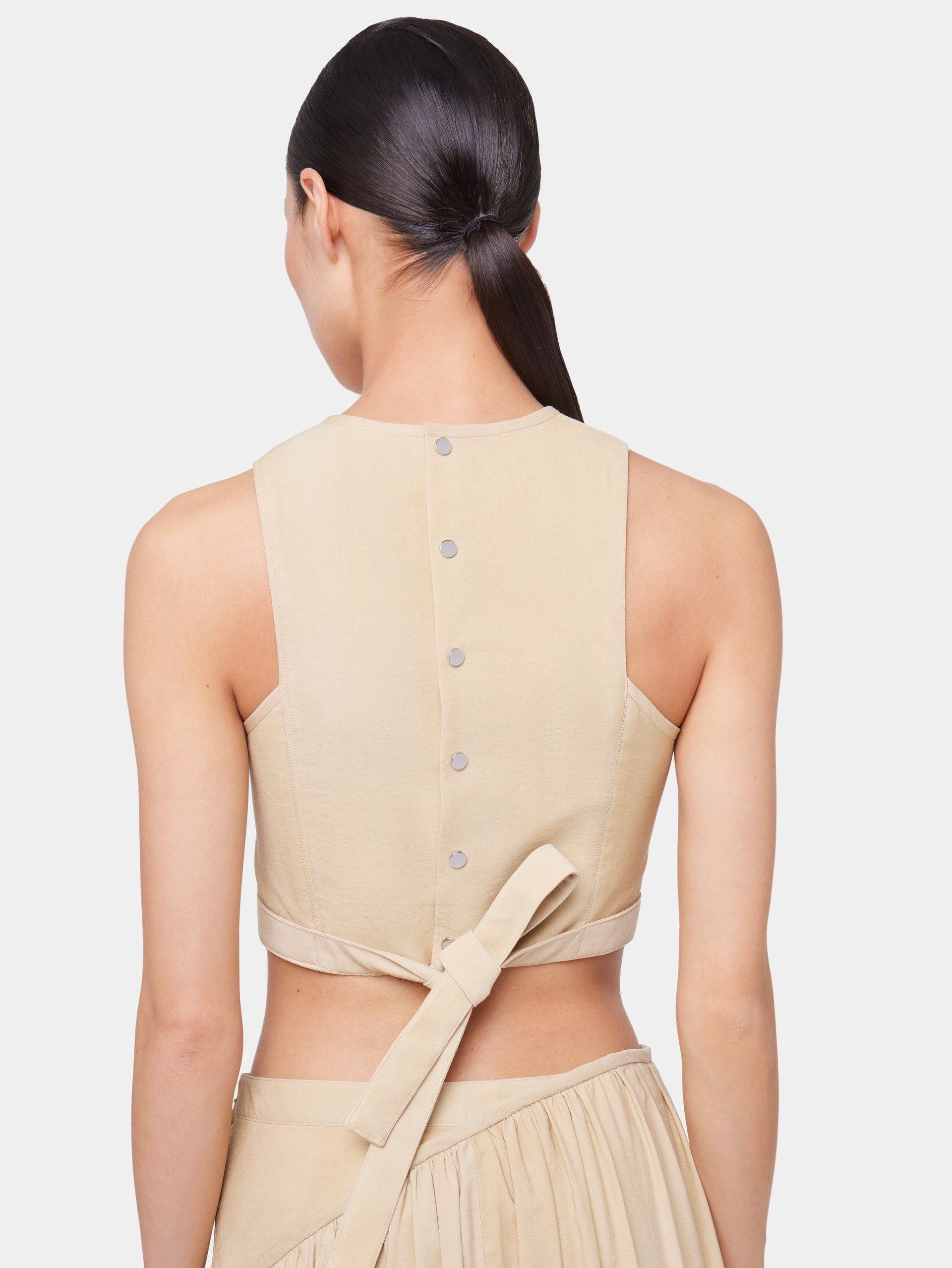OCHRE CROP TOP IN VISCOSE TWILL position 3