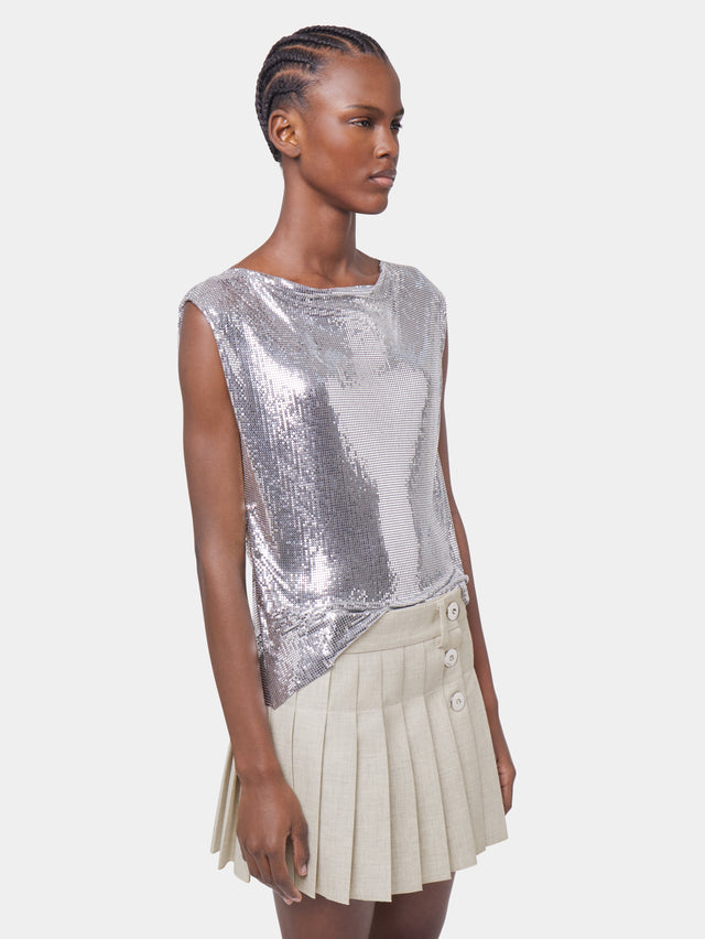Top dans une mini-maille argentée - Image 3