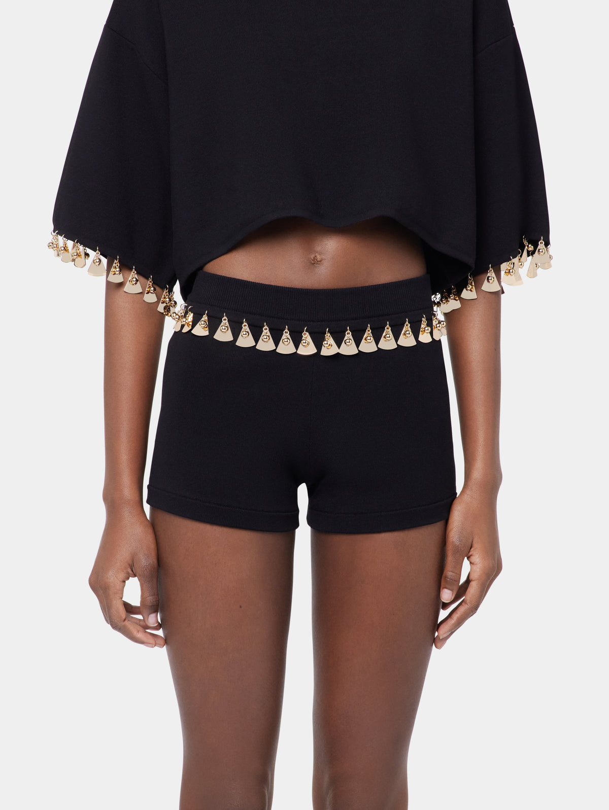 BLACK MINI SHORTS IN COTTON AND SILK KNIT position 4