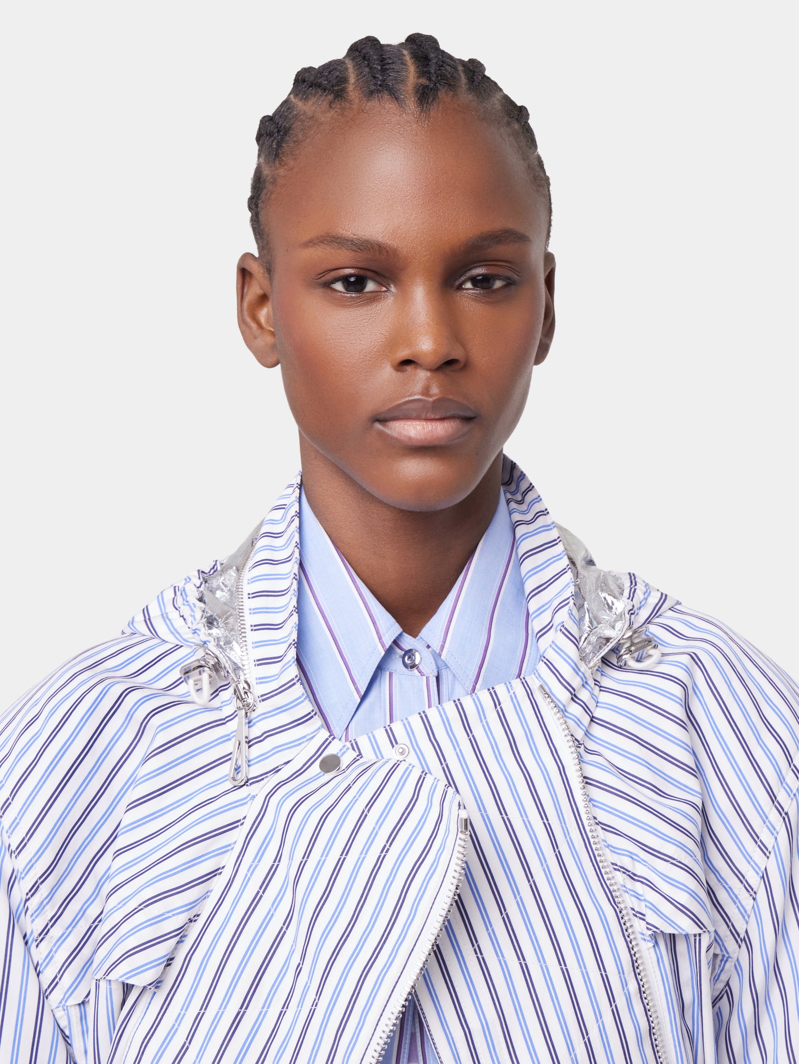 LIGHT BLUE HOODED PARKA IN COTTON POPLIN position 3 - Image 3